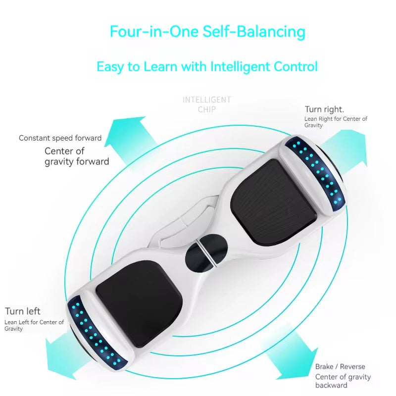 Hoverboard 6.5 Pouces Overboard, Hover Board Gyropode Tout-Terrain, Bluetooth et LED Auto-équilibré électrique Auto-équilibrage pour Enfant et Adulte