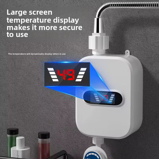 Chauffe-Eau électrique Instantané, Mini Chauffe-Eau Instantané 3500 W Avec Affichage NuméRique LED, Douche à Eau Chaude, Ensemble de Douche Thermostatique, Petite Cuisine, Salle de Bain, MéNage [Classe énergétique A]