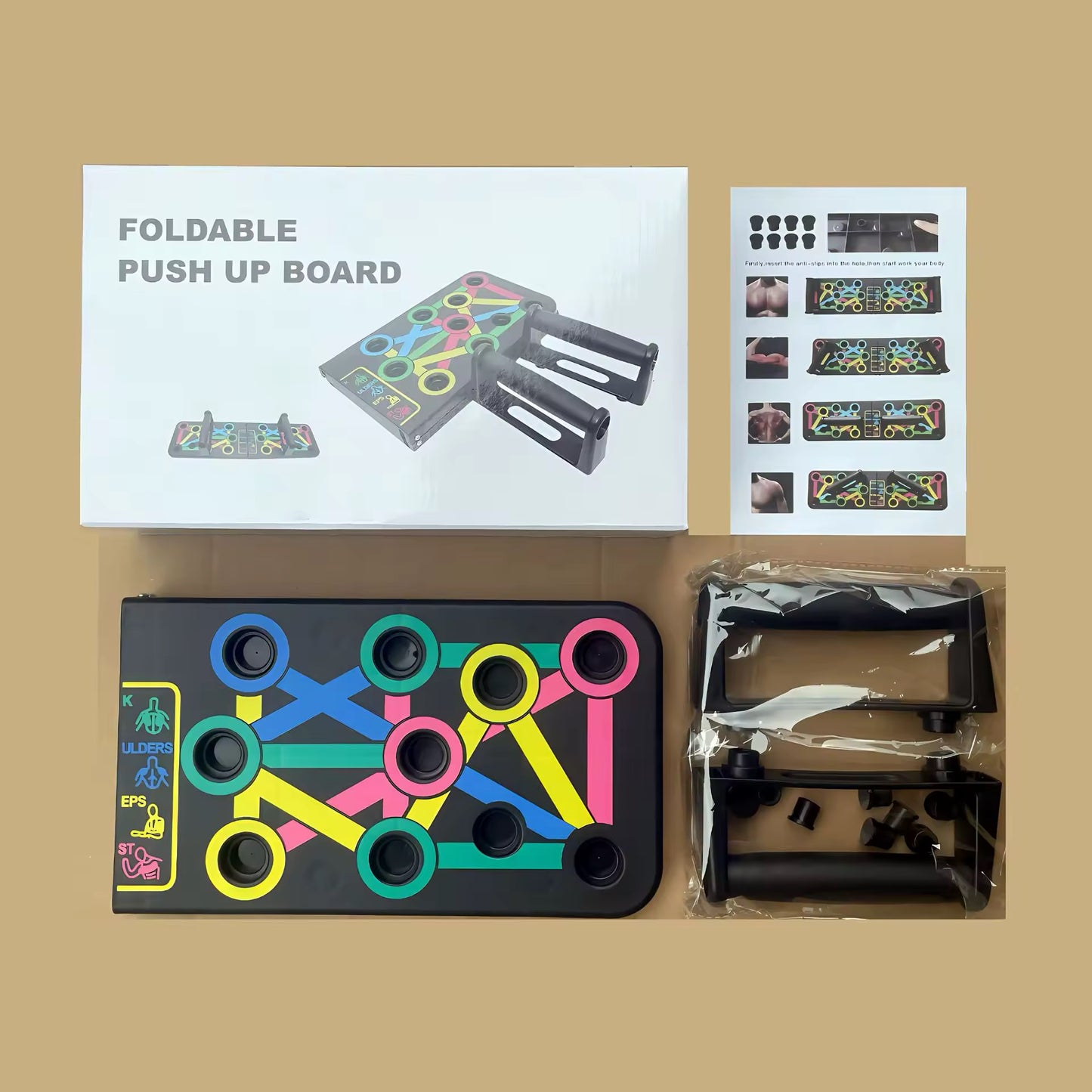 Planche de pompes pliable avec poignées de pompes - Multifonction - Pour entraînement musculaire - Formes efficaces - Accessoire de fitness - pompe à planche Pour homme et femme