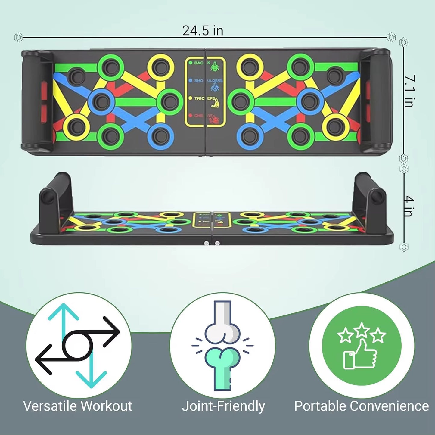 Planche de pompes pliable avec poignées de pompes - Multifonction - Pour entraînement musculaire - Formes efficaces - Accessoire de fitness - pompe à planche Pour homme et femme