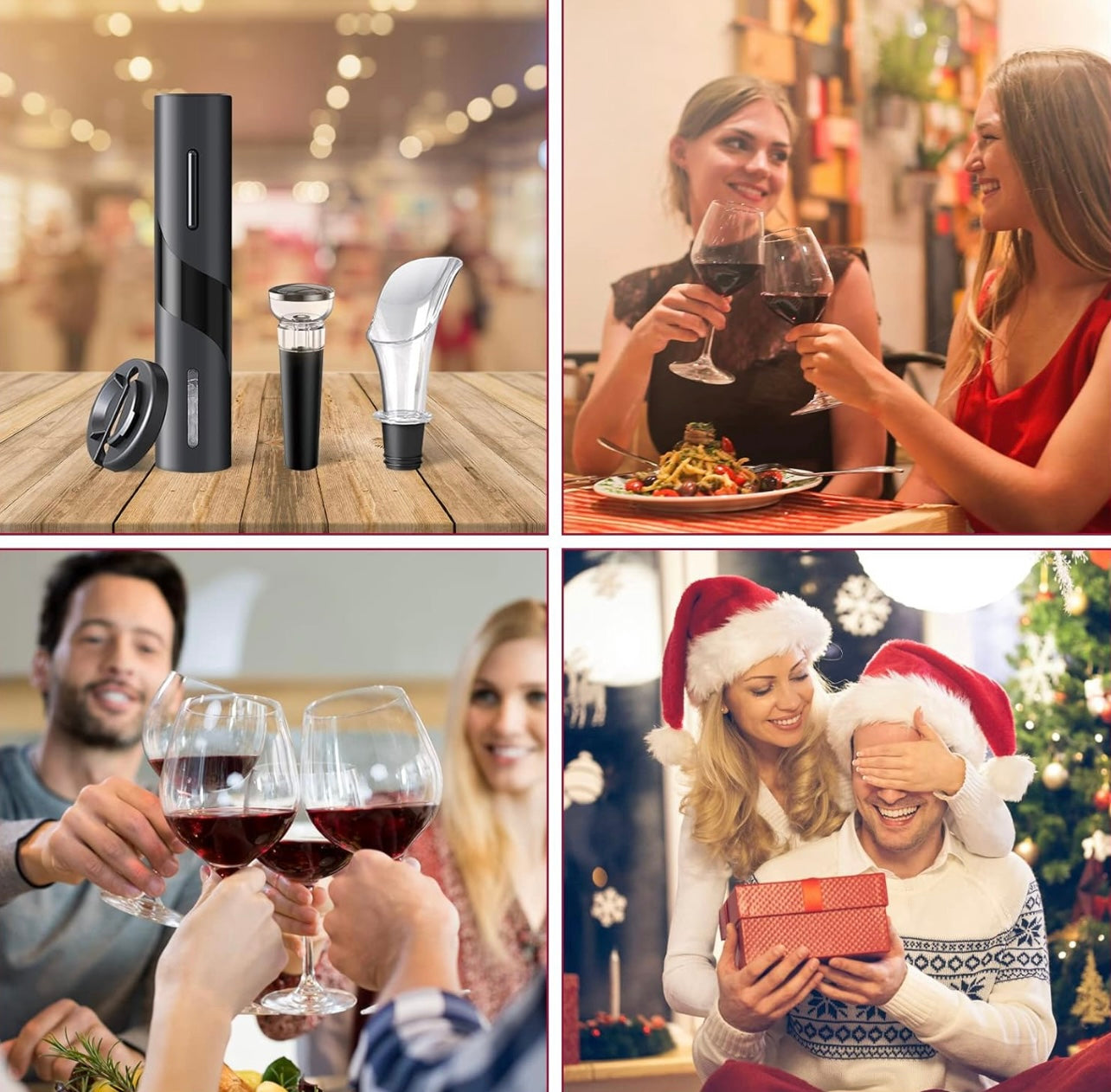 Tire Bouchon Électrique, Ouvre Bouteille Professionnel pour Vin Sans Fil Décapsuleur Automatique avec USB, Coupe-capsule, Bouchon de Bouteille de Vin et Bec Verseur, pour la maison, le restaurant