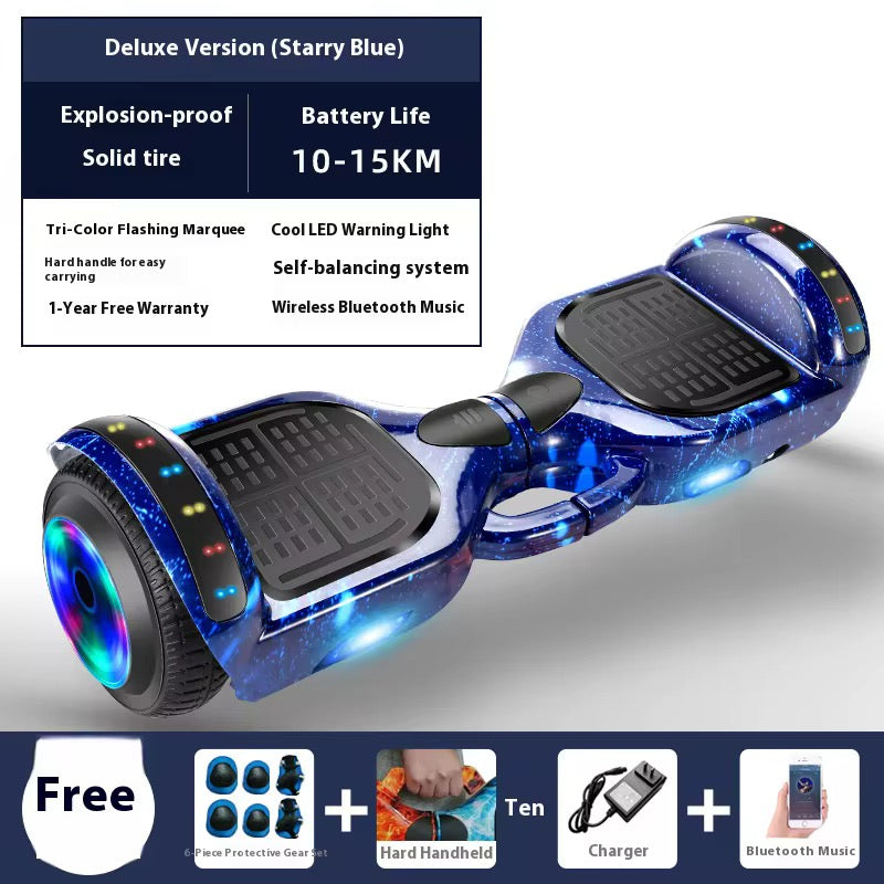 Hoverboard 6.5 Pouces Overboard, Hover Board Gyropode Tout-Terrain, Bluetooth et LED Auto-équilibré électrique Auto-équilibrage pour Enfant et Adulte